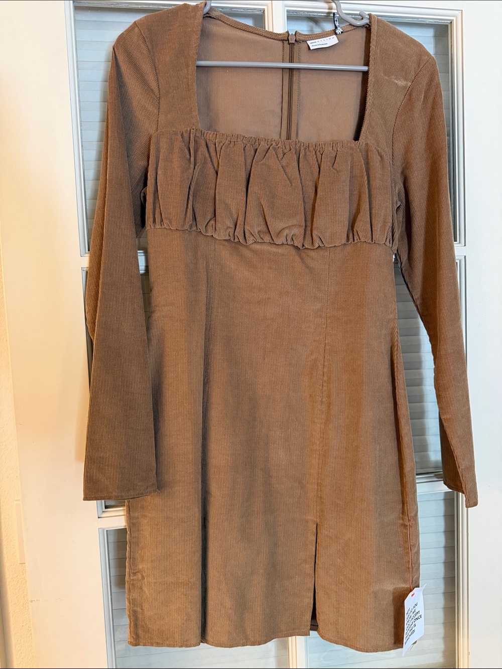 ASOS Brown Corduroy Midi Dress with Ruching
